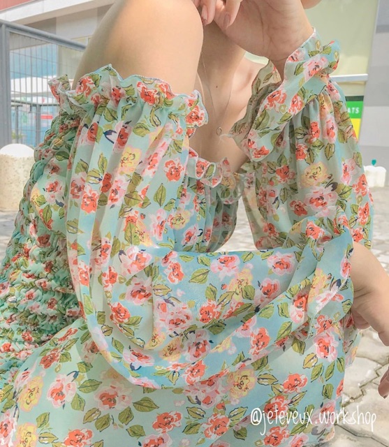 Đầm bẹt vai màu pastel siêu xinh