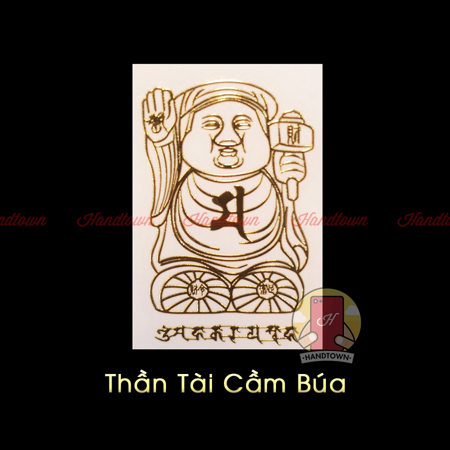 [COMBO] Bộ 2 Linh Phù Tài Lộc - May Mắn Bình An - Tình Duyên Thếp Vàng Dán Điện Thoại Xe Máy Kẹp Ví Handtown