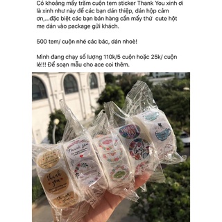 Cuộn 500 tem sticker cảm ơn có sẵn