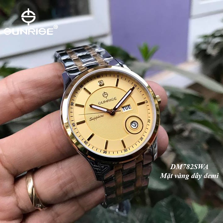 Đồng hồ nam/nữ siêu mỏng Sunrise DM782SWA/DL782SWA 2 lịch kính Sapphire chống xước | BigBuy360 - bigbuy360.vn