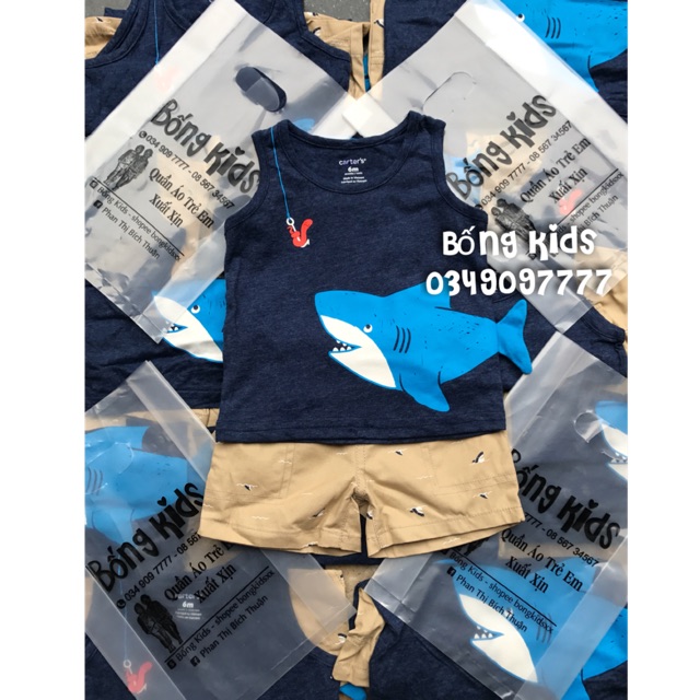 Bộ Hè Bé Trai Cá Shark Navy Cartets