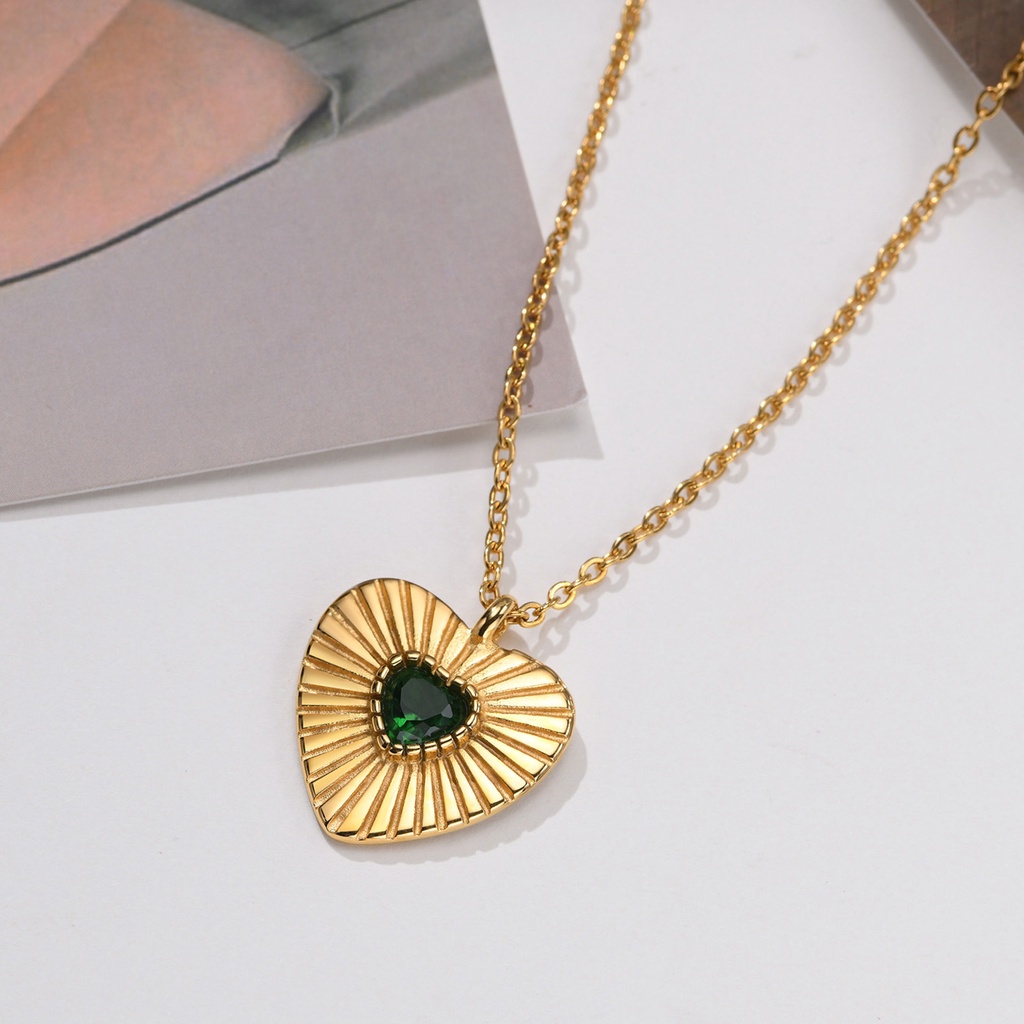 Vnox Vòng cổ Mạ Vàng 14K Mặt Hình Trái Tim Thời Trang Cho Nữ