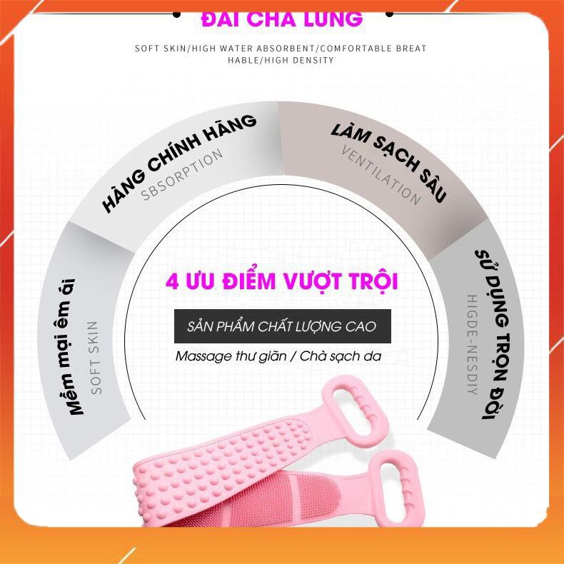 [ THANH LÝ ] Dây Đai Chà Lưng 2 Mặt Đa Năng Silicon Kỳ Cọ Massage Tẩy Da Chết Khi Tắm