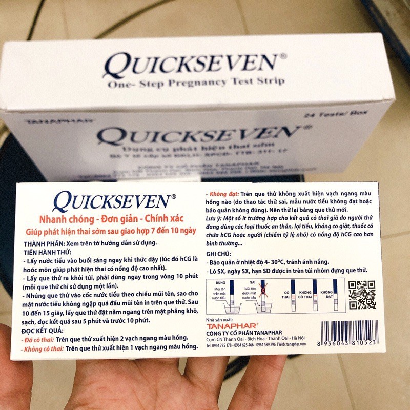 Que thử thai Quickseven - test thai nhanh, Giao hàng kín đáo, luôn che tên  Tanaphar - Trung Đông Pharmacy