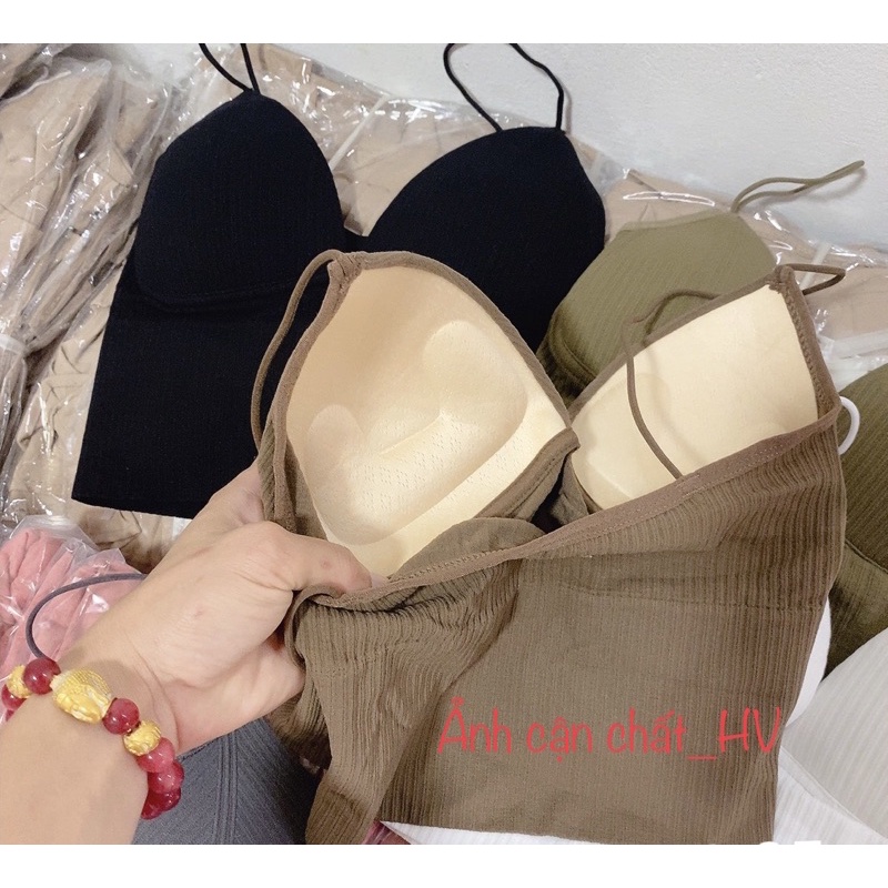 Áo Lót Ngực, Áo Bra Cotton Gân Tăm 5M Co Dãn Đệm Mút Nâng Ngực Quyến Rũ B55