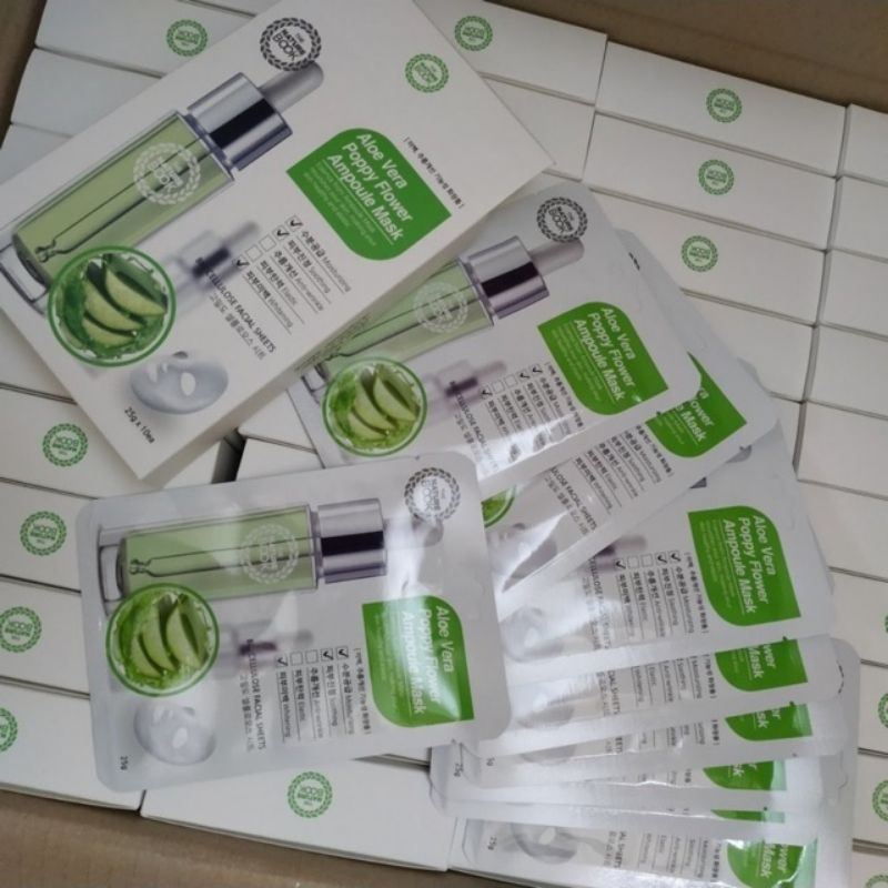 Mặt nạ dưỡng trắng da lô hội non the nature book, Aloe Vera Poppy Flower Ampoule Mask, mặt nạ dưỡng chính hãng Hàn Quốc