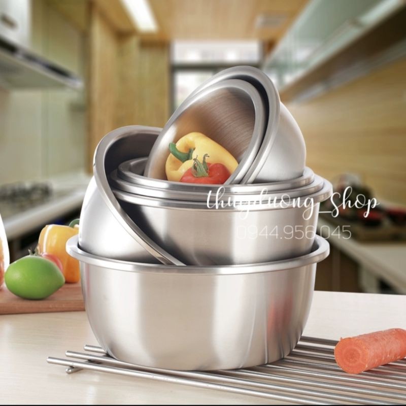 Chậu inox 304 cao câp các cỡ - Bát inox đa năng