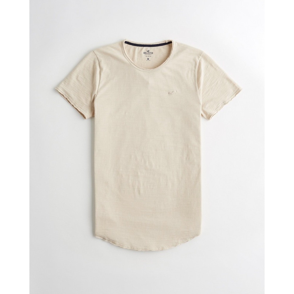 Áo thun nam Hollister HOL-TC153 Curved Hem T-Shirt Cream