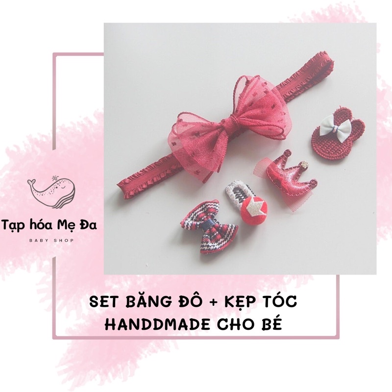 Set kẹp tóc &amp; nơ cài xinh xắn cho bé gái 0-12 tháng