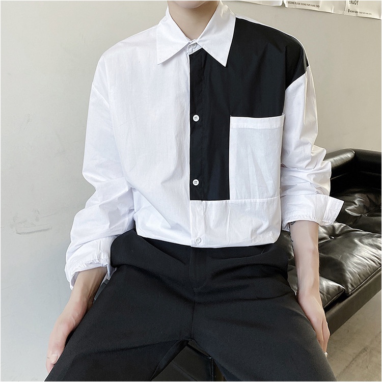 Áo Sơ Mi Dài Tay Phối Vai Phong Cách Unisex Thời Trang Trẻ Trung Năng Động