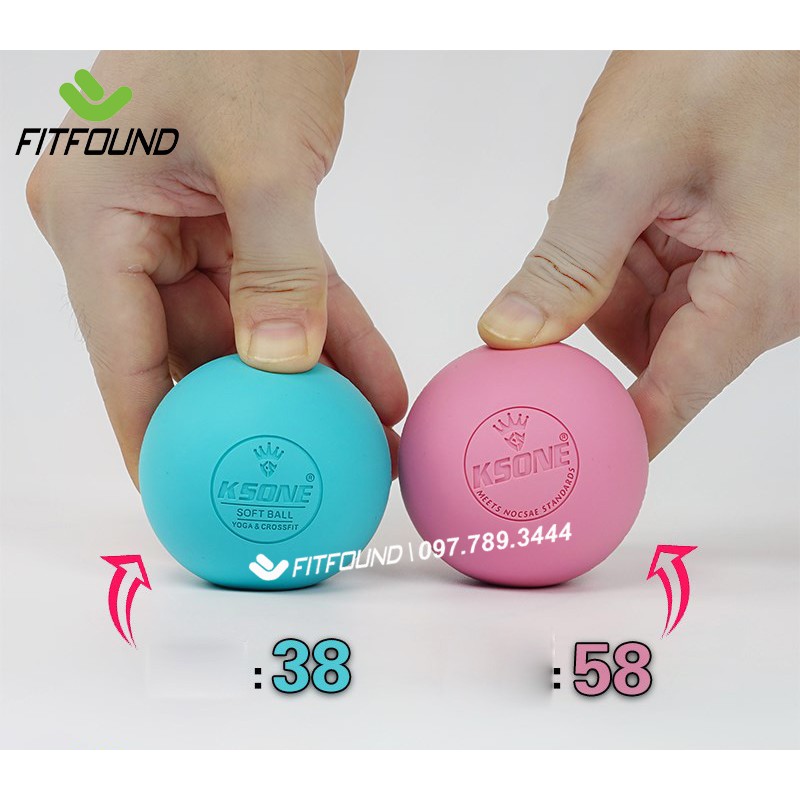 Lacrosse ball- Bóng cao su đơn mềm massage giãn cơ/ dãn cơ trị liệu cỡ 6,3 cm pha màu tặng túi đựng Ksone