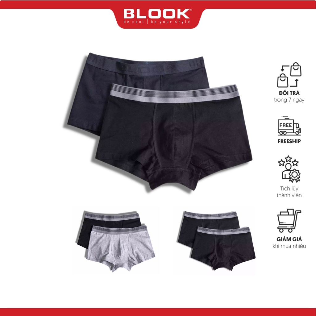Combo 2 quần lót nam BOXER vải cotton tự nhiên 100% thoáng khí,co giãn cao cấp 79178 - BLOOK