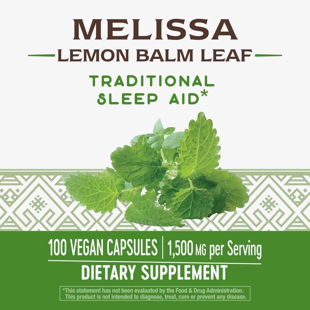 Nature's Way Premium Herbal Melissa Lemon Balm Leaf Viên Uống Giảm Stress Cải Thiện Nhận Thức 100 viên