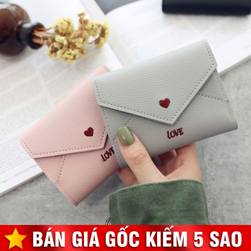 Ví Ngắn Thêu Trái Tim Love Xinh Xắn P1505