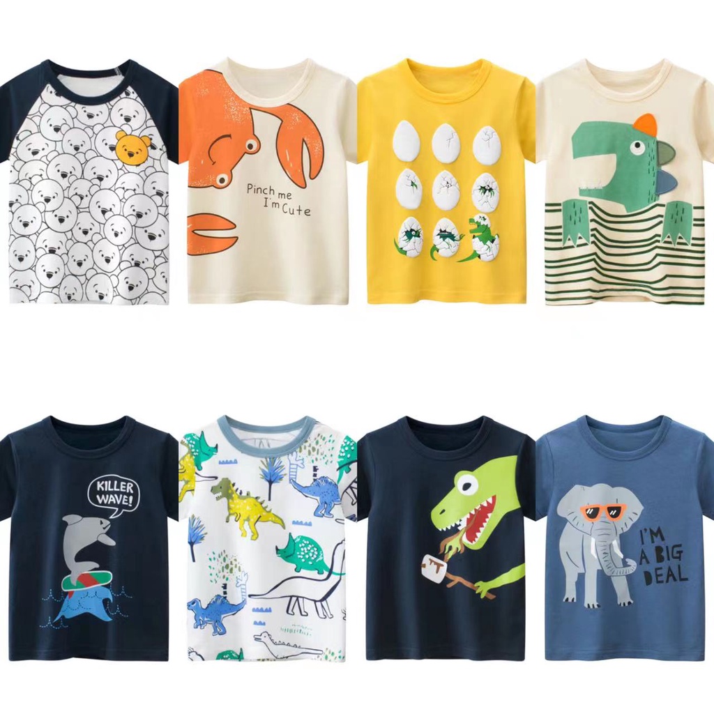 Áo thun SOFFNY cotton tay ngắn in họa tiết hoạt hình thời trang mùa hè dành cho bé trai và bé gái