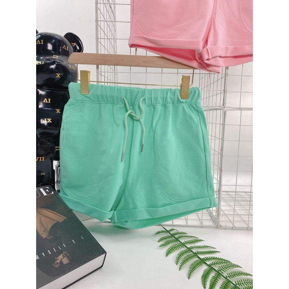 Quần shorts chất thun cotton dày dặn cực đẹp 4 màu đen xanh hồng cam