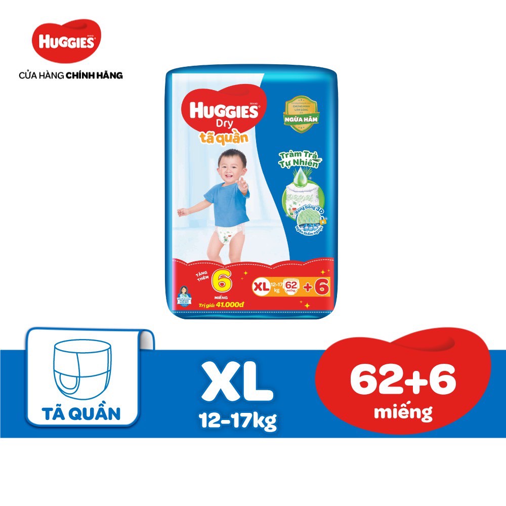 Bỉm - Tã quần Huggies TRÀM TRÀ XL62+6