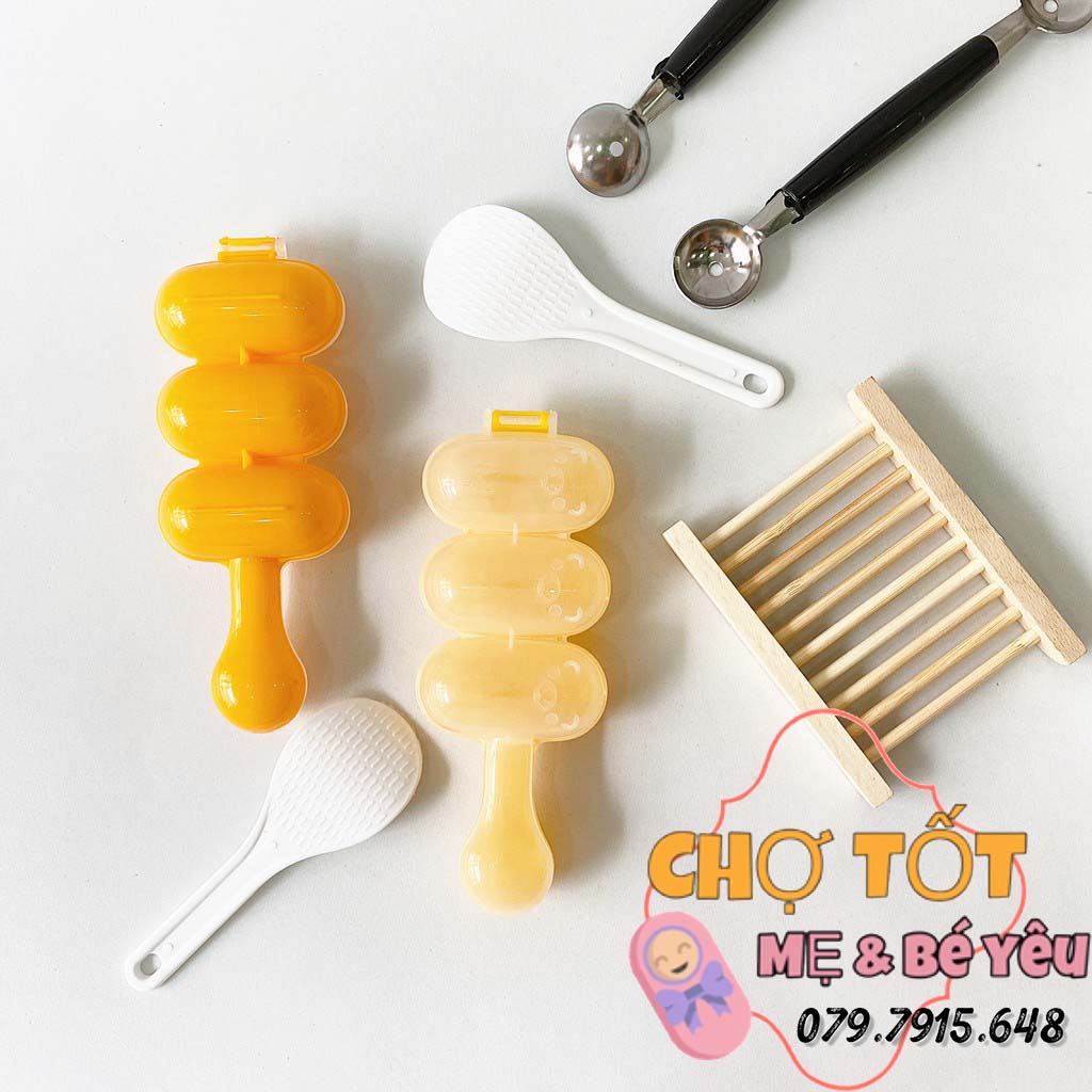 Khuôn Lắc Cơm Tạo Hình Cơm Viên Bento Cho Bé Ăn Dặm Kèm Thìa