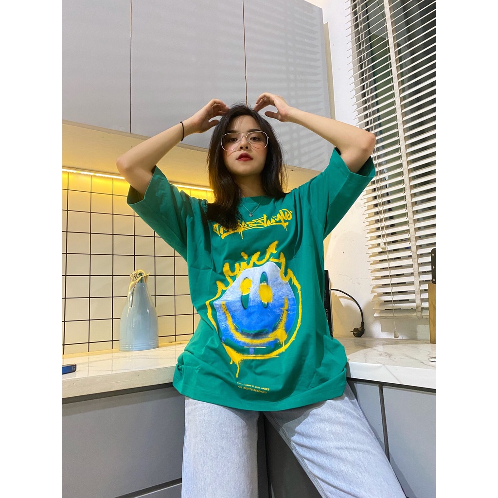 Áo Thun Tay Lỡ Unisex SMILEY ICE FLAME 100% Cotton - HADES Brand Chính Hãng | BigBuy360 - bigbuy360.vn