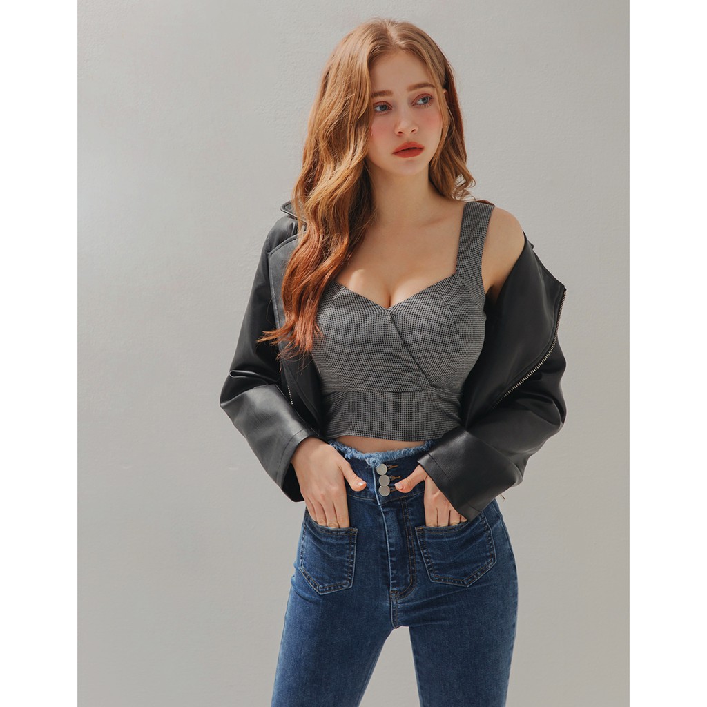 Áo croptop kẻ caro không tay dáng ôm nữ Air Space 2040121081 | BigBuy360 - bigbuy360.vn