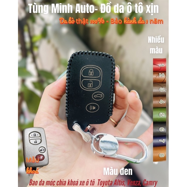 Bao Da Móc Khoá Toyota Altis 2.0V, Camry 3.5, Venza, Landcruiser Prado 2010, bọc chìa khoá da bò xịn