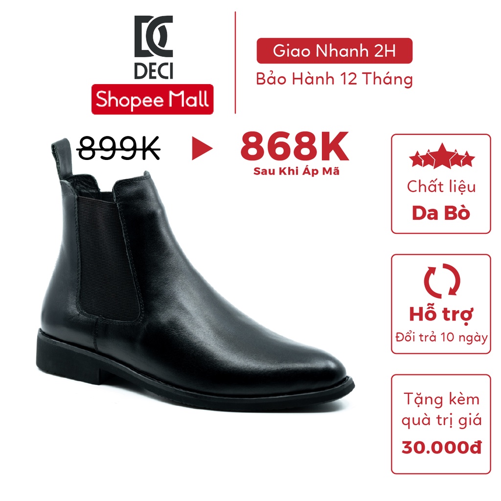 [Mã LTNP200 giảm 200K đơn 699K] Giày chelsea boot DECI bốt da bò 100%