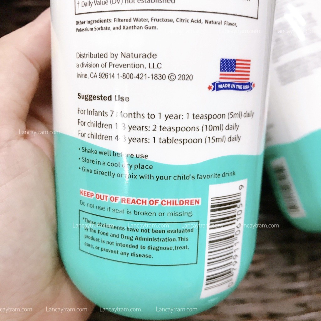 Canxi nước cho bé Naturade Liquid Calcium Magnesium & Vitamin D3 474ml nội địa Mỹ
