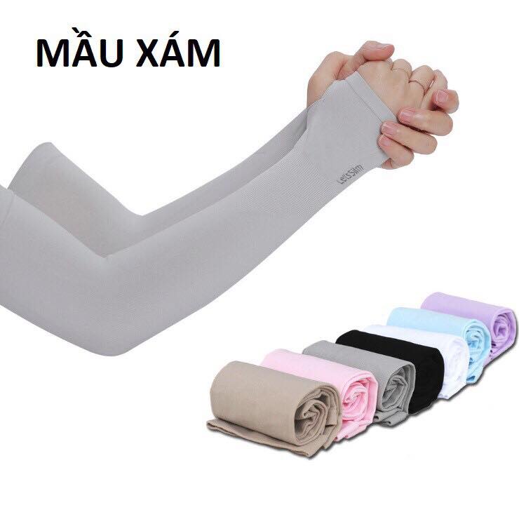 Găng tay chống nắng xỏ ngón Hàn Quốc màu xám ghi