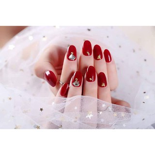 Bộ 24 móng tay giả đính đá kèm keo + miếng dán/dũa móng