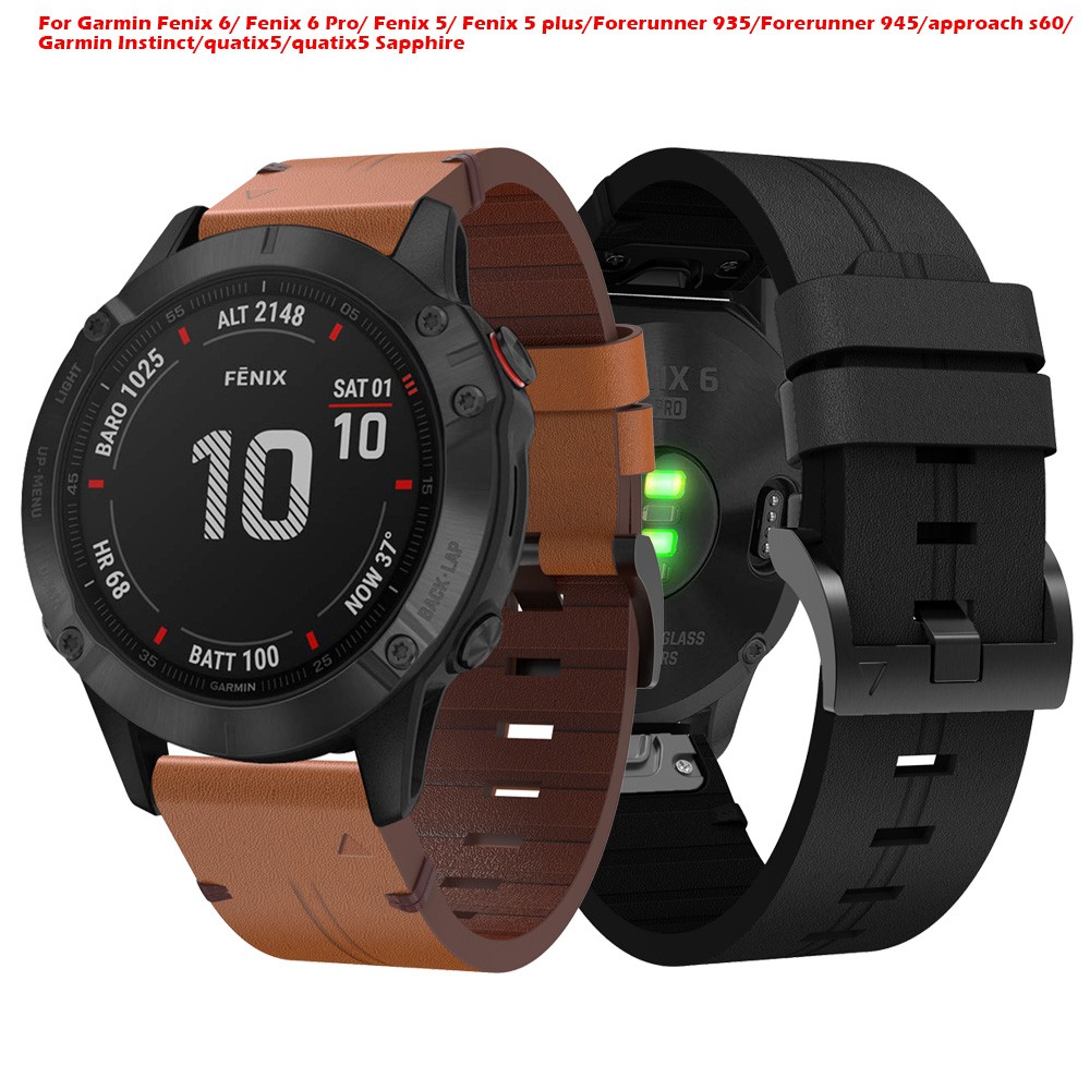 Dây đeo bằng da thật dành cho đồng hồ Garmin Fenix 6/6 Pro/Fenix 5/5 Plus/Forerunner 935/945/Instinct/Quatix5 Sapphire