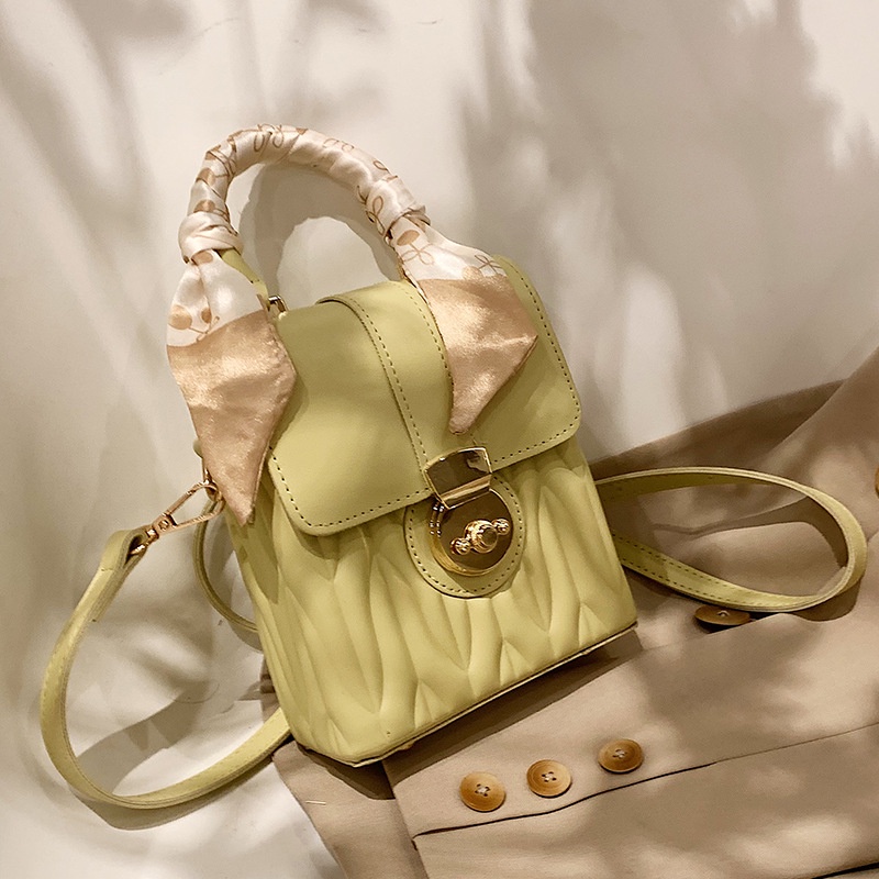 IELGY Túi đeo vai IELGY hình vuông cỡ nhỏ phối khăn lụa thời trang cho nữ