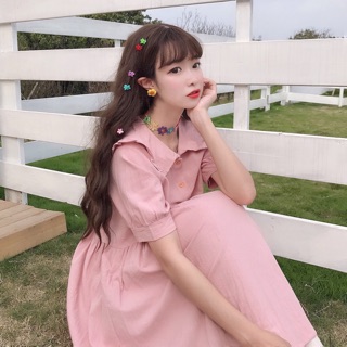 ĐẦM BABYDOLL HỒNG CỔ BÈO.