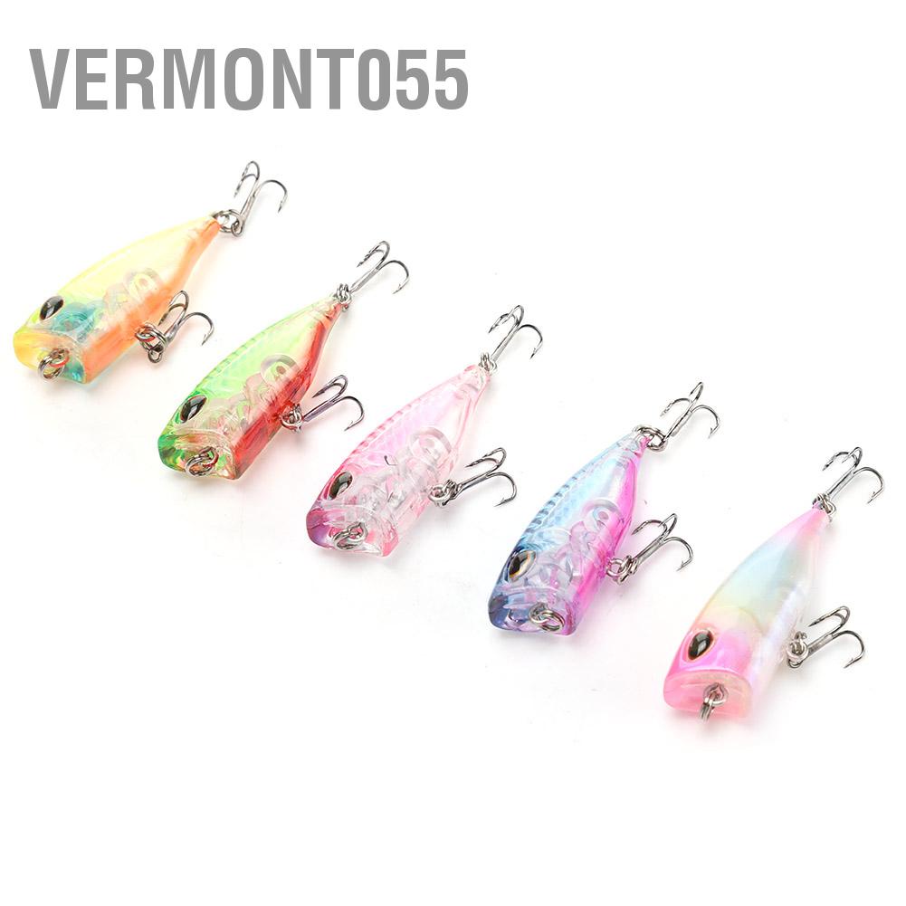 Vermont055 5PCS Plastic Mini Popper Floating Artificial Bait Fishing Lures Fish Tackle Accessory
