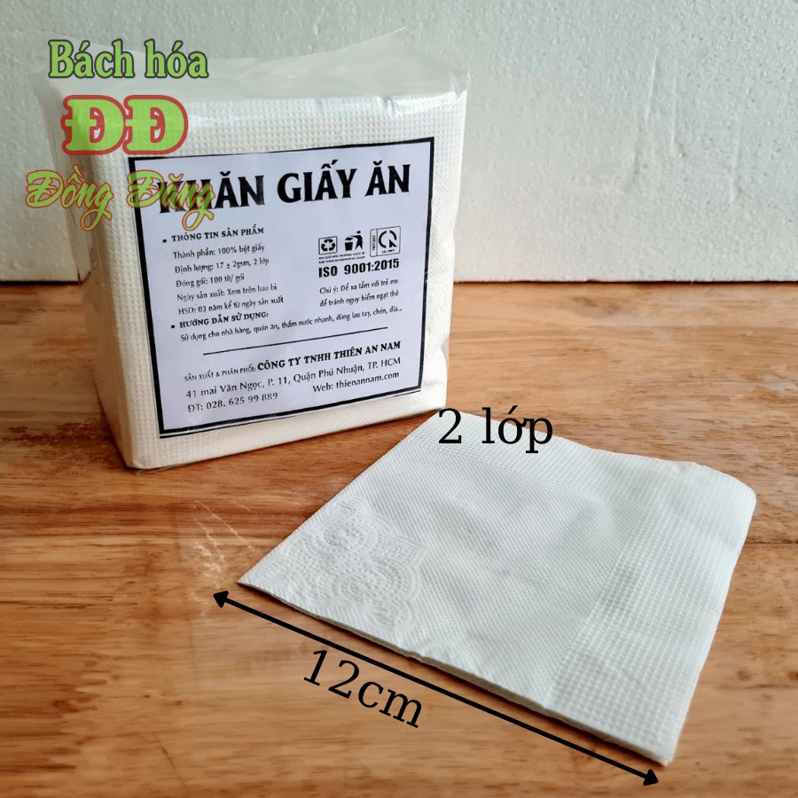 Khăn giấy ăn vuông nhỏ cao cấp NK24 2 lớp có ép hoa văn rất đẹp, khăn giấy ăn Napkin nhỏ (100 tờ/ gói) - 24x24cm