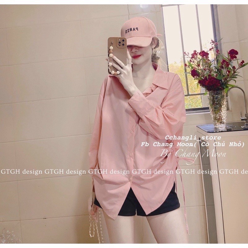 Áo sơ mi rút dây eo tay dài form rộng kiểu dấu quần, Áo sơmi nữ phông rộng đủ màu siêu xinh có hình thật