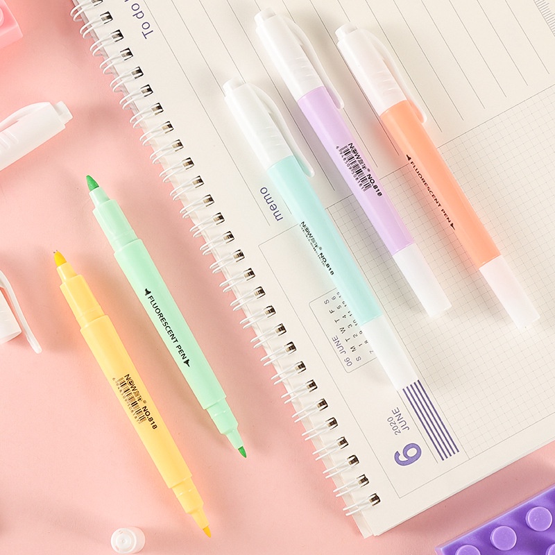 Set 6 bút highlight pastel 2 đầu FLUORESCENT PEN (dupe STABILO) Bukavn