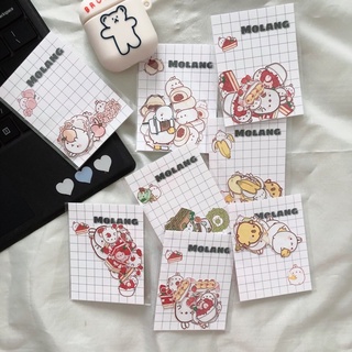 Set mini 12 miếng dán sticker hoạ tiết molang trang trí