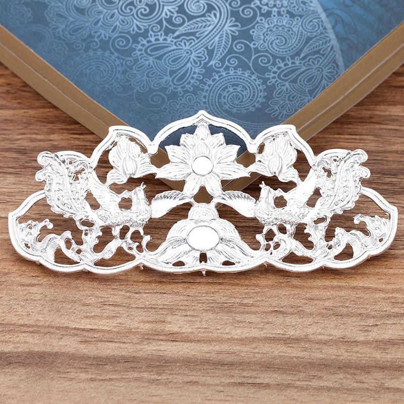 1 phiến đúc họa tiết hoa sen phong cách đôn hoàng 57*127mm nguyên liệu làm trâm làm trang sức cổ trang