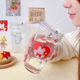 Cốc, Ly Thủy Tinh Uống Trà, Cafe Fruit Bunny Đáng Yêu