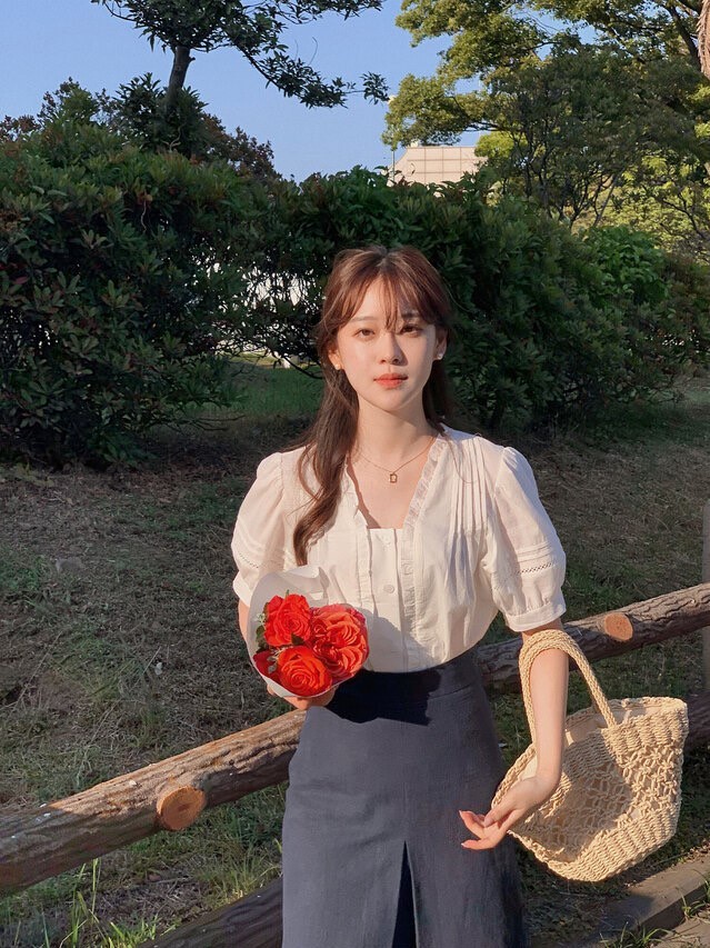 Áo Sơ Mi Ren Ngắn Tay Thời Trang Pháp Sành Điệu 54871