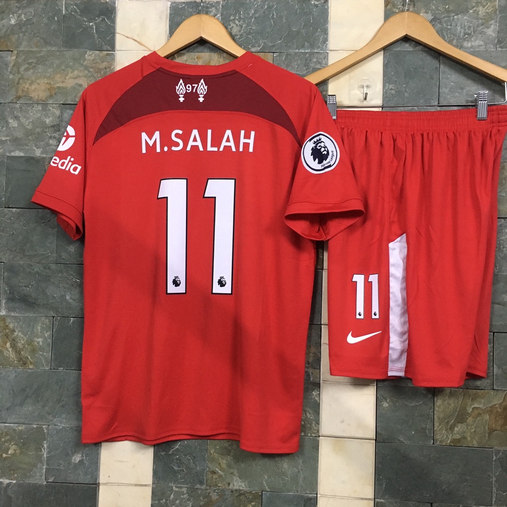 (Mới 2023) Bộ quần áo đá banh cầu thủ M. SALAH Liverpool đỏ sân nhà update 22/23