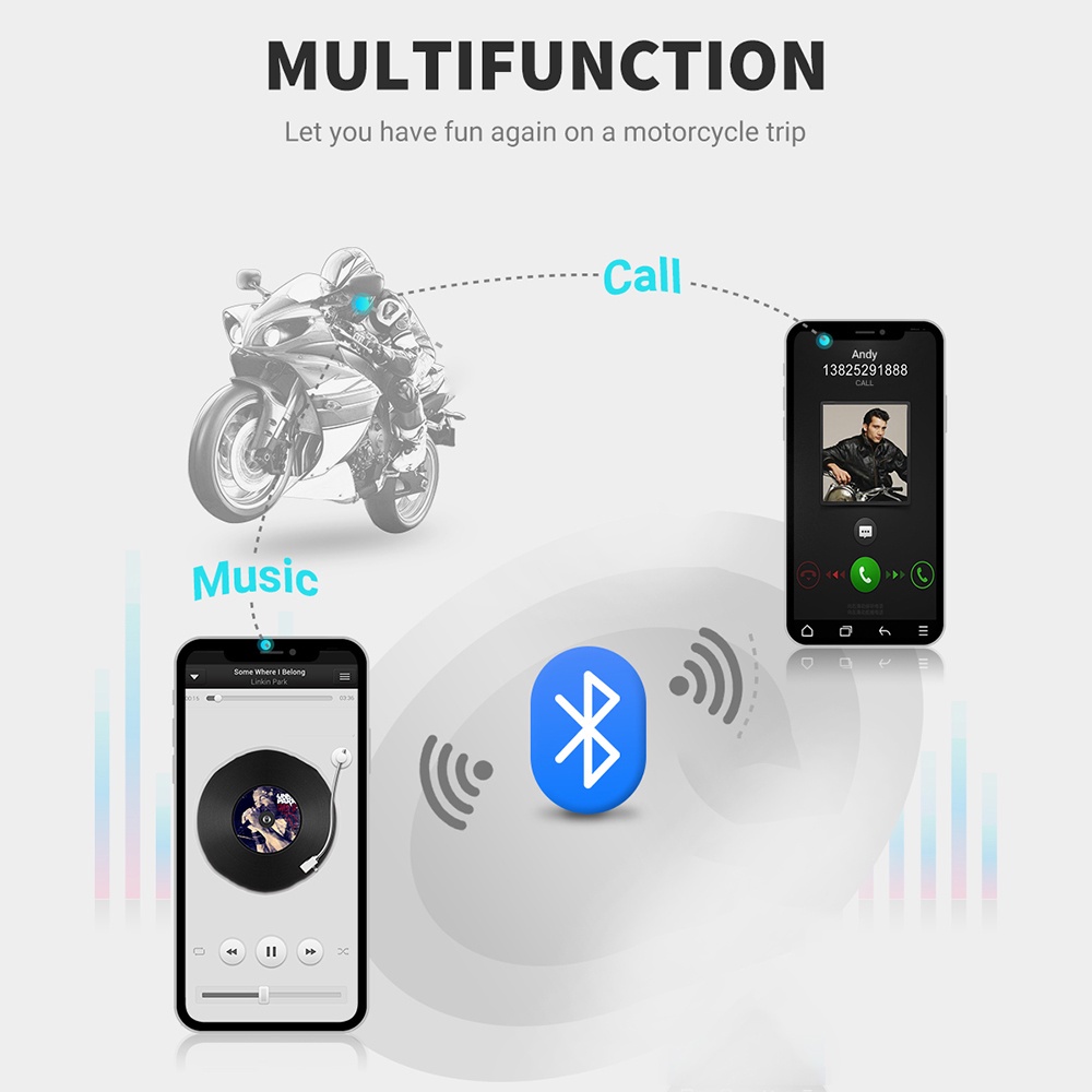 Tai Nghe Bluetooth 5.0 Bt22 Không Dây Gắn Mũ Bảo Hiểm Xe Mô Tô Mp3 Với Chip CSR Chip