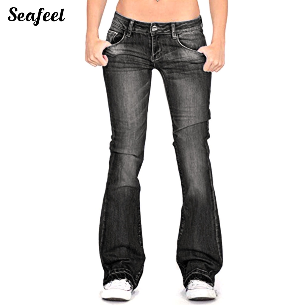 Quần Jeans Nữ Lưng Thấp Phối Màu Thời Trang
