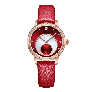 Đồng hồ nữ chính hãng tophill te036l.nr2a37 - dây da - kính saphia