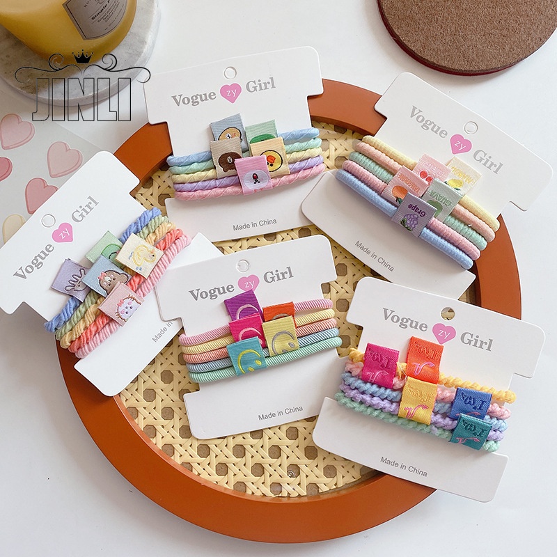 Set 5 dây buộc tóc cao su nhiều màu sắc đơn giản phong cách Hàn Quốc cho nữ