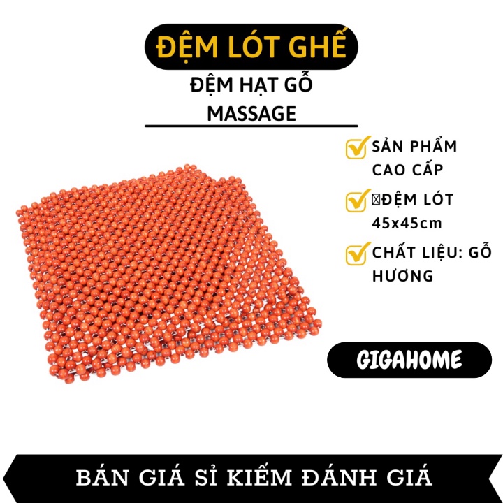 Miếng Đệm Lót Ghế GIGAHOME Miếng Lót Ghế Xe Hơi Có Hạt Gỗ, Chống Nóngg, Massage Cao Cấp 45cm 7464