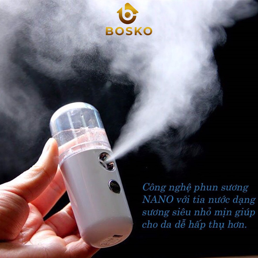 Máy xịt khoáng nano mini cầm tay phun sương xông hơi mặt cao cấp - Bosko