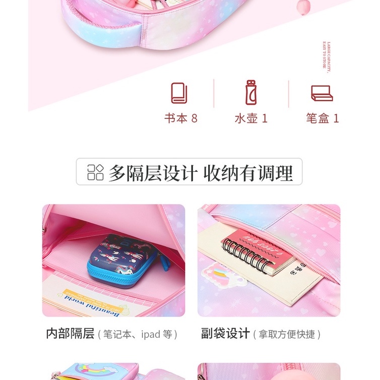Ba lô học sinh bé gái siêu nhẹ chống nước cao cấp phong cách mới - Fortune Mouse HS1057A
