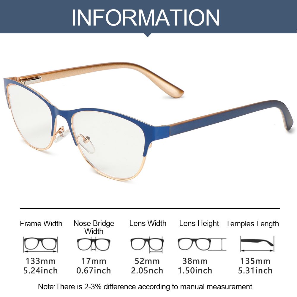 NIUYOU [Ready Stock] Reading Glasses Anti-fatigue Optical Eyewear Diopter +1.0 +3.5 Magnification Clear Lens Retro Metal Half Frame Presbyopic Eyeglasses