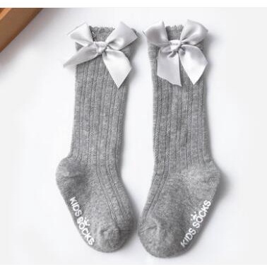 Vớ Cotton Mềm Dài Đính Nơ Phối Ren Dễ Thương Cho Bé Gái